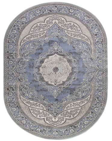 Ковер российский 36868J Rimma Lux (Хит-сет, серый, голубой) овальный
