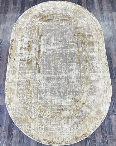 Ковер турецкий A2390B Lisa (Полиэстер, бежевый) овальный