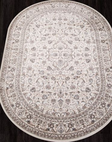 Ковер российский F014 Valencia Delux (Хит-сет, бежевый, кремовый) овальный