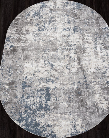 Ковер турецкий 02945A KIRKE (Полиэстер, бежевый, серый, голубой) овальный