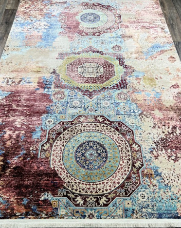 Иранский ковер Iran CLEOPATRA 5212 (Бамбуковый шелк, синий, разноцветный)