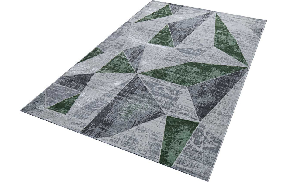 Геометрический абстрактный ковер 37515A STAN GREEN FLS / L.GREY Kleopatra